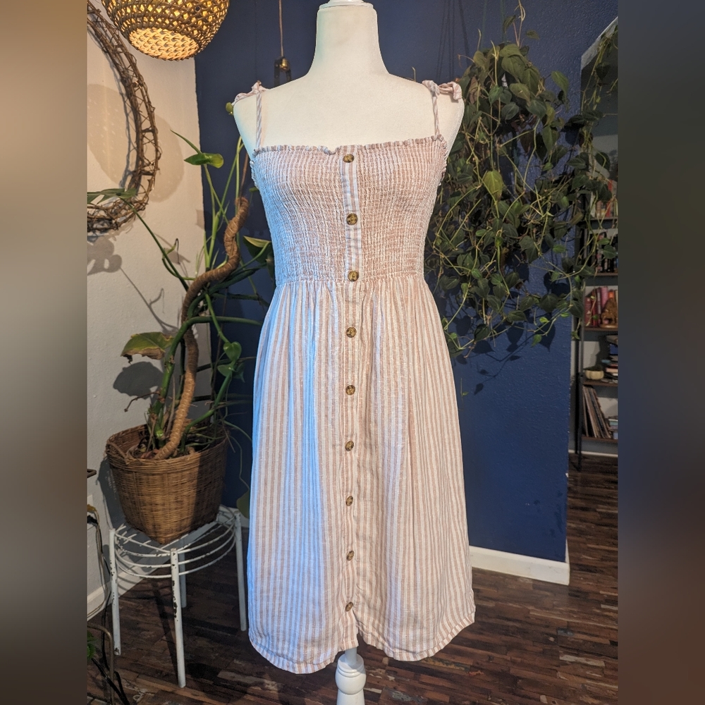 Linen Pink Gap Dress | M